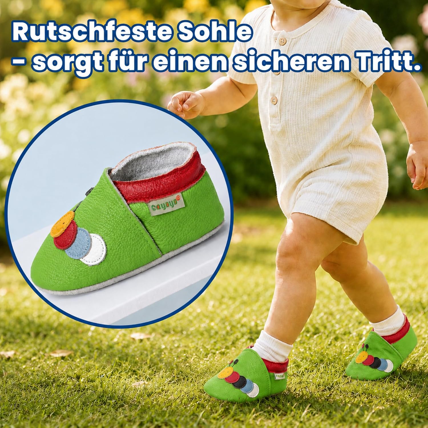 SAYOYO Soft leather first walking shoes, crawling shoes, baby slippers, toddler, leather shoes, boys and girls. – Bild 6
