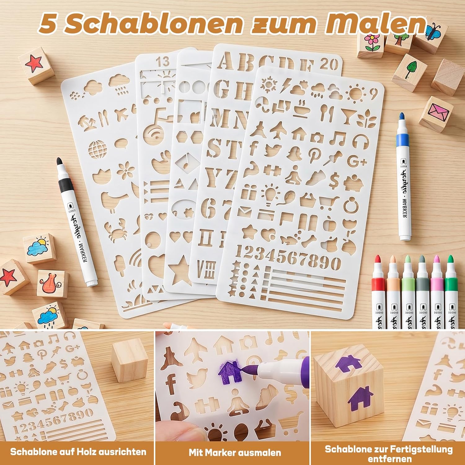 Baby Shower Games with 48 DIY Wooden Blocks Set – Bild 3