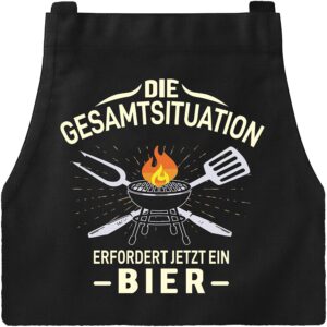 Grillschürze für Männer Kochschürze Herren Schürze, lustig Grill schürze für Männer küchenschürze Herren mit 4 Taschen