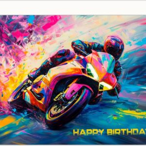 Edition Seidel Premium Birthday Card with Envelope. Greetings Card Billet Birthday Happy Birthday Man Woman Motorcycle Bike Hobby (G3537 SW024)