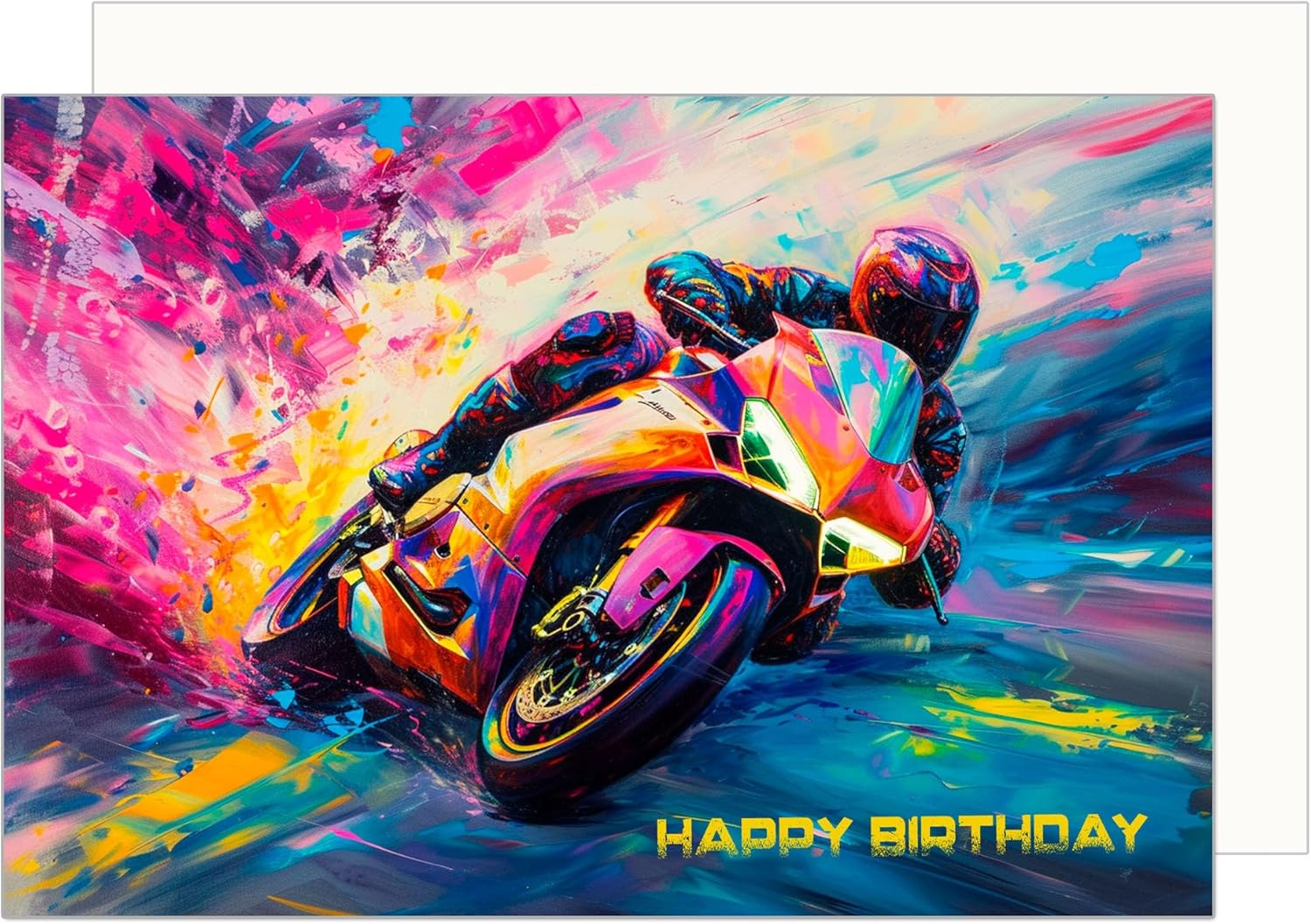 Edition Seidel Premium Birthday Card with Envelope. Greetings Card Billet Birthday Happy Birthday Man Woman Motorcycle Bike Hobby (G3537 SW024)