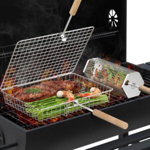 ivtivfu Nestable Grill Basket Set, Barbecue Accessories, Gifts for Men Dad