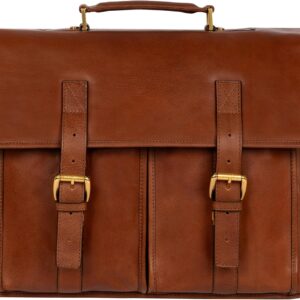Time Resistance Leather Briefcase – Handmade in Italy from Full Grain Leather – Messenger Bag Satchel Bag – Laptop Bag