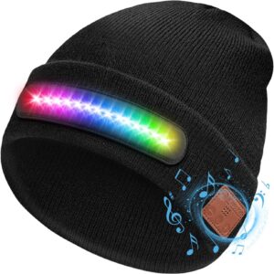 ZOOI Gifts for Men, LED Bluetooth Beanie Hat with Light RGB