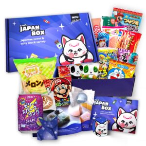 IKOU OKASHI Box – Japanese Sweets & Snacks | Tasting Box Gift Idea with Chocolate, Chips & Sweets, Includes Origami & Stickers