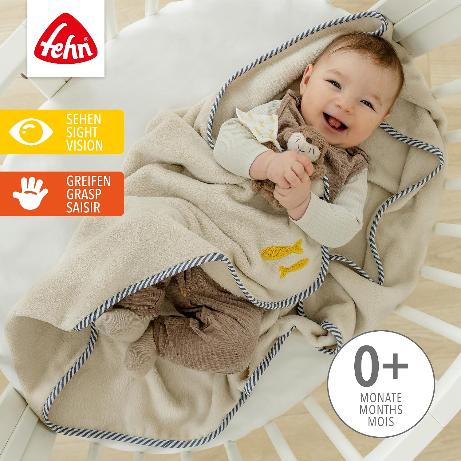 Fehn Otter Cuddly Blanket - Cuddly Blanket - for Cuddling, as a Crawling Mat, Cuddly Blanket or Blanket for Home and Travel – Bild 2