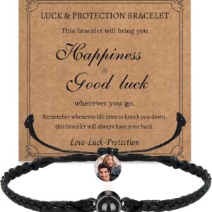 Easycosy Personalised Projection Bracelet with Photo and Image in Stone, Customised Photo Bracelet with Own Photo, Christmas Gifts for Women, Men, Girlfriend, Mum, Dad