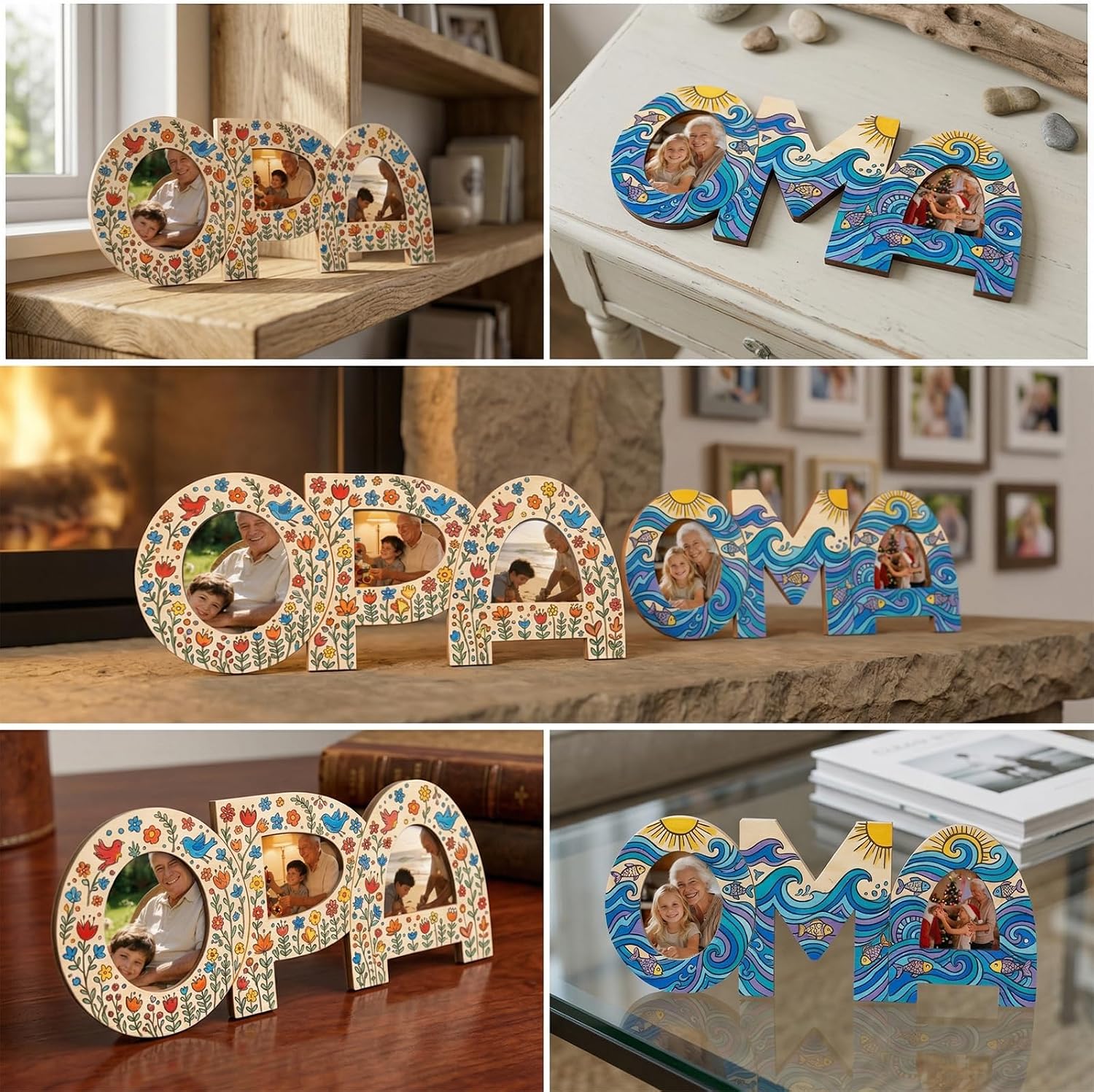 Pack of 2 Grandpa Grandma Gift Grandmother Picture Frame Wooden Letters Grandma and Grandpa Gifts Birthday Gift Grandson for Christmas Birthday – Bild 4