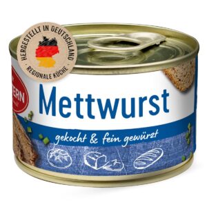 DREISTERN Mettwurst 160 g, with bacon and spices, hearty speciality in recyclable canning tin, long shelf life thanks to natural preservation, homemaker quality