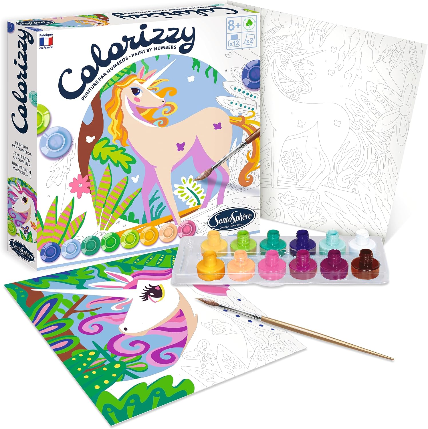 Sentosphère 3904507 Paint by Numbers Children's Painting Kit Unicorns Craft Kit Creative Kit DIY