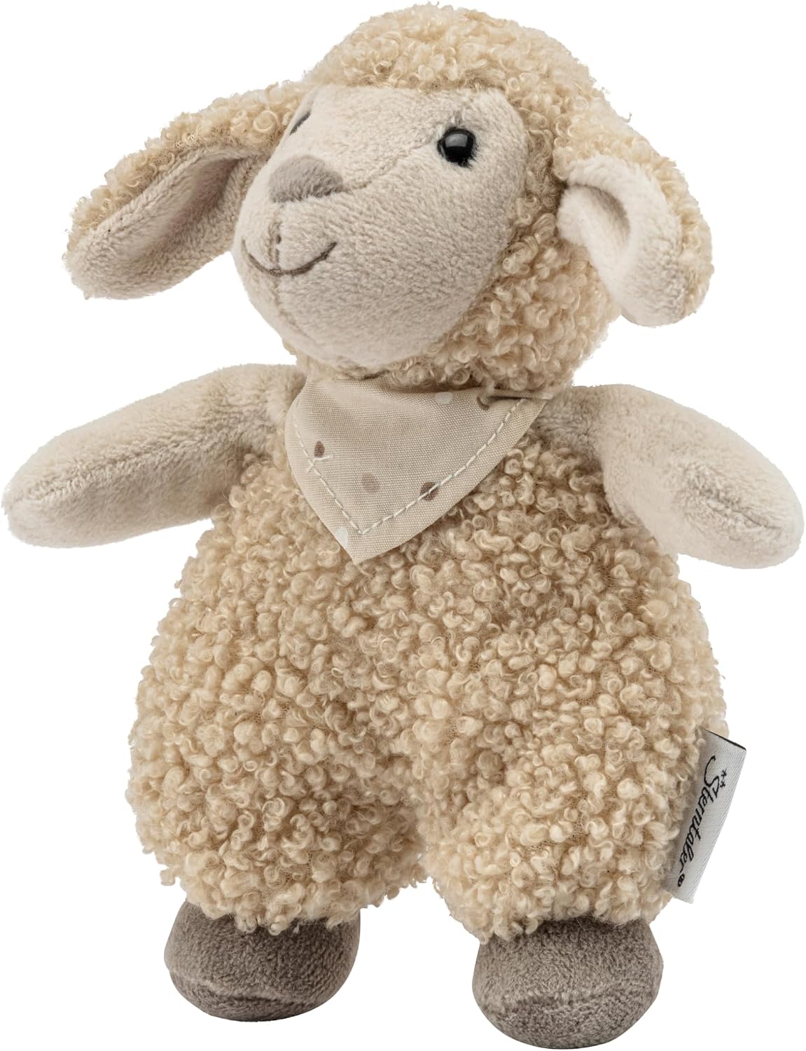 Sterntaler Mini Cuddly Toy Sheep Flake - Small Plush Toy Made of Soft Fabric - Baby Toy Filled with Polyester Wadding - Faithful Companion with Rattle for Discovering, Cuddling & Playing, Beige