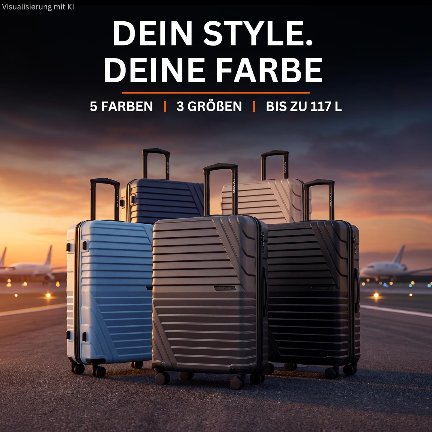 Hard Case XL Large - 100L Volume Expandable to 117L - 158 cm Belt Size - 8 Wheels 360° Rotatable - Lightweight Suitcase with TSA Lock & Telescopic Rods - Travel Suitcase with Wheels (Anthracite, XL) – Bild 9