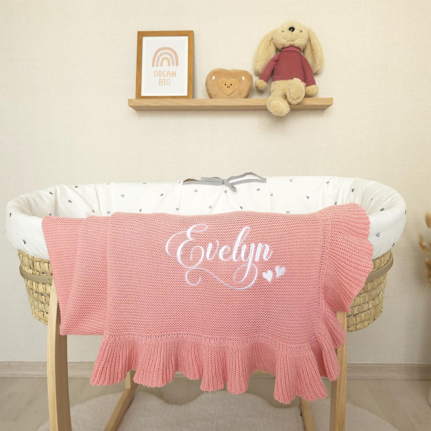 Baby Blanket Embroidered with Name 100 x 80 cm 100% Cotton – Bild 6