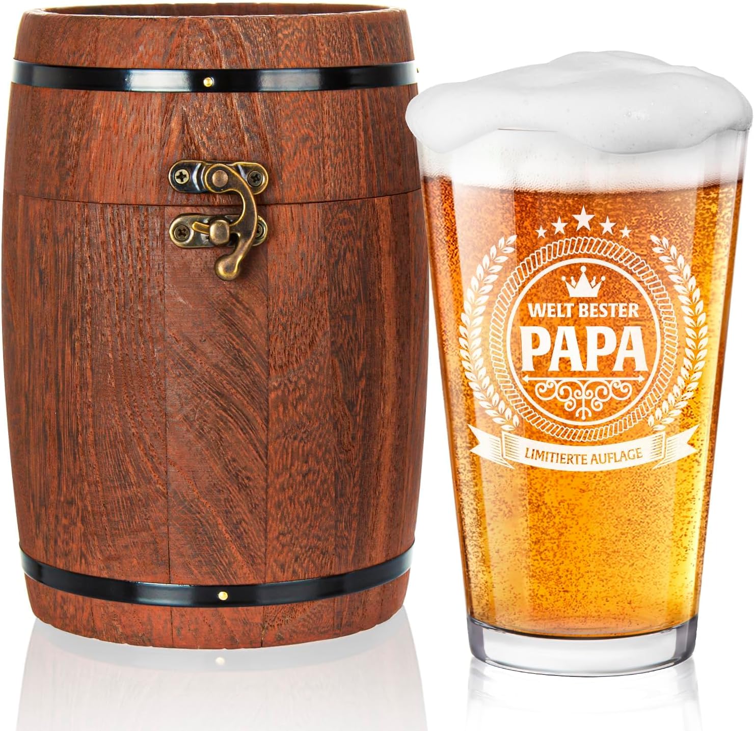 LIGHTEN LIFE Dad Gifts, Dad Beer Glass in Barrel Box, Father's Day Gift, Father's Day Gift, Birthday Gift