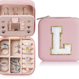 TINGN Jewellery Box Girls, Travel Jewellery Storage Pink Jewellery Box Letters L Jewellery Box Children Personalised Jewellery Storage Personalised Gifts for Women Girls Children