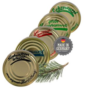 Schwarzwald Metzgerei: 5 x Tins of Selected Sausage Specialities in a Set - 5 x 200 g Canned Sausage with Lyoner, Liver Sausage, Ham Sausage, Beer Sausage and Coarse Farmer's Sausage - Long Lasting