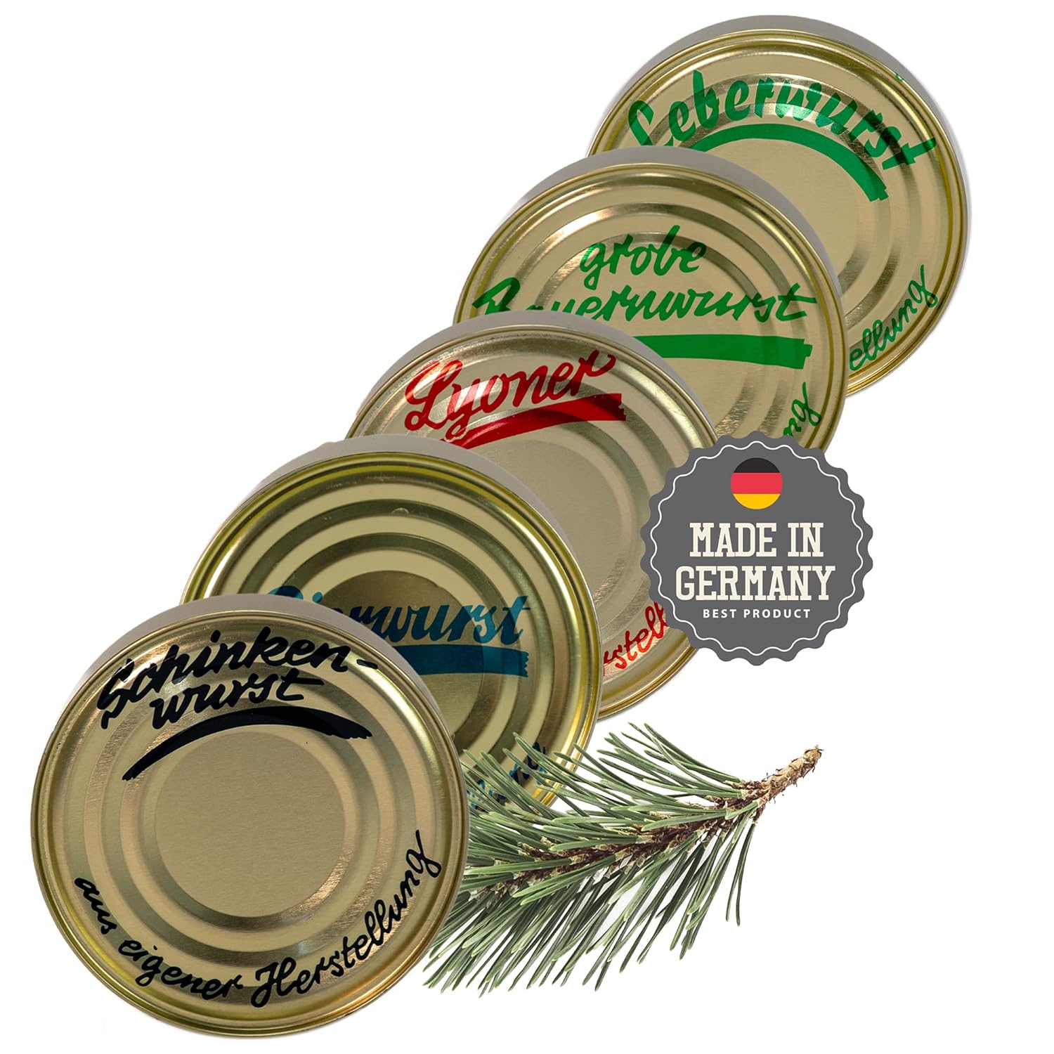 Schwarzwald Metzgerei: 5 x Tins of Selected Sausage Specialities in a Set - 5 x 200 g Canned Sausage with Lyoner, Liver Sausage, Ham Sausage, Beer Sausage and Coarse Farmer's Sausage - Long Lasting