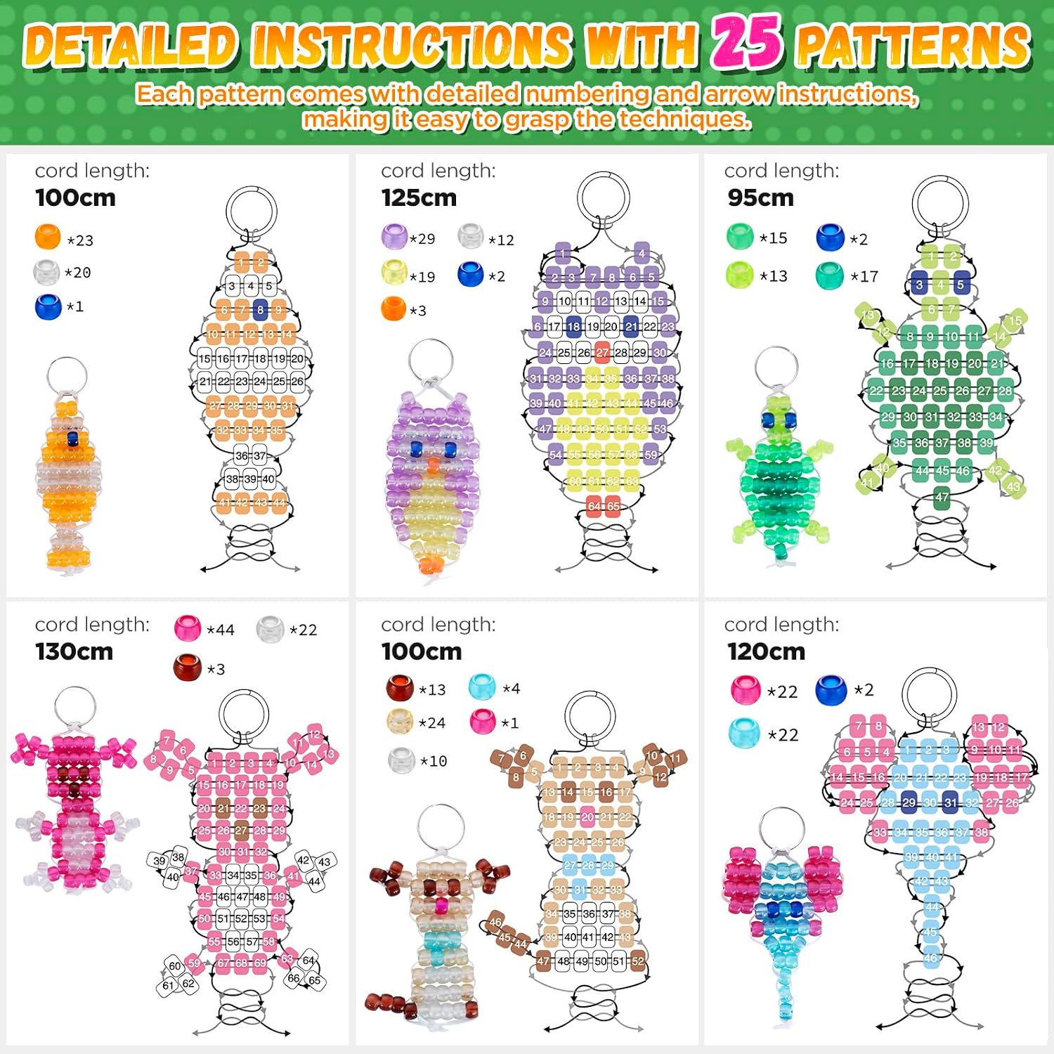 Funtopia Pearl Animals Craft Set for Children, Glow in the Dark Pony Beads – Bild 3