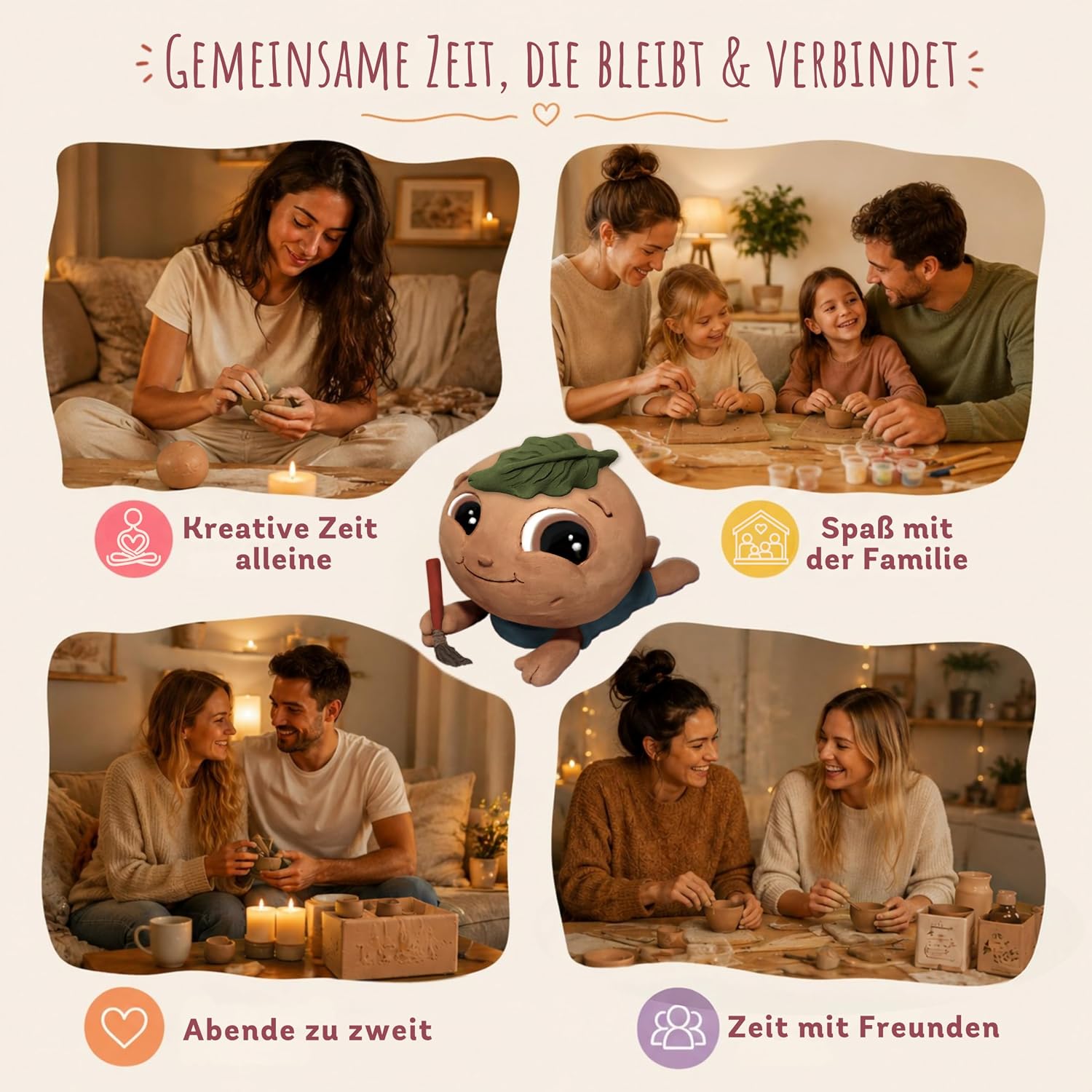 Pottery Set for Home - DIY Set with 2kg Air-Drying Clay – Bild 5