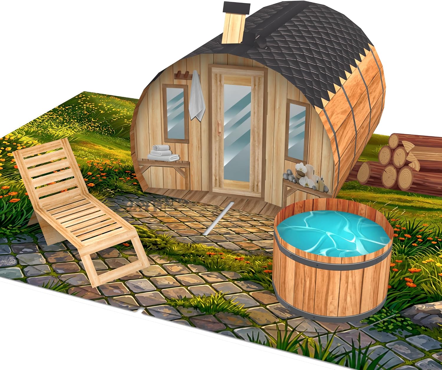 Limah® Pop-Up Card Sauna – 3D Card Wellness & Spa for Men and Women – Wellness Voucher Card, Therme Voucher, Sauna Voucher, Gift for Sauna Visit – for All Sauna Goers and Sauna Lovers