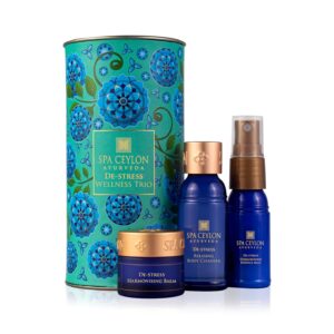 SPA CEYLON DE-STRESS Wellness Trio Set with Shower Gel, Body Cream & Aroma Balm, Aromatherapy Gift Set for Stress Relief & Relaxation, Vegan & Naturally Based
