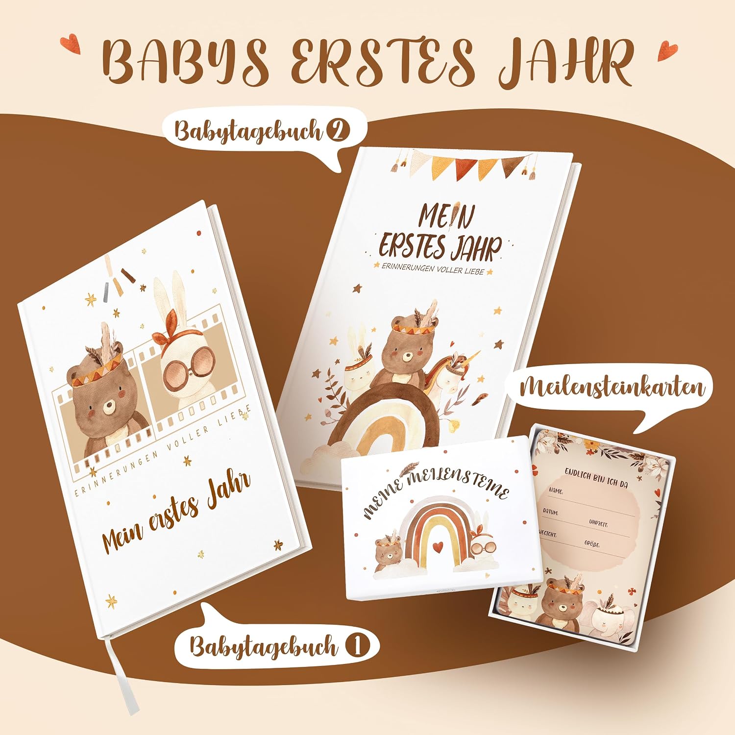 50 Milestone Cards Baby, Boho Style Milestone Card, Gift Box for Boys & Girls, Milestone Card Set as a Gift for Birth & Baby Shower, Gift Idea for Birth, Christening or Baby Shower – Bild 8