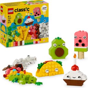 LEGO Classic Creative Food Friends Playset, Creative Role-Play Toy for Boys and Girls, Assorted Bricks to Build a Cupcake, Ice Cream, Avocado & Taco, Building Set for Kids Aged 4 and Over 11039