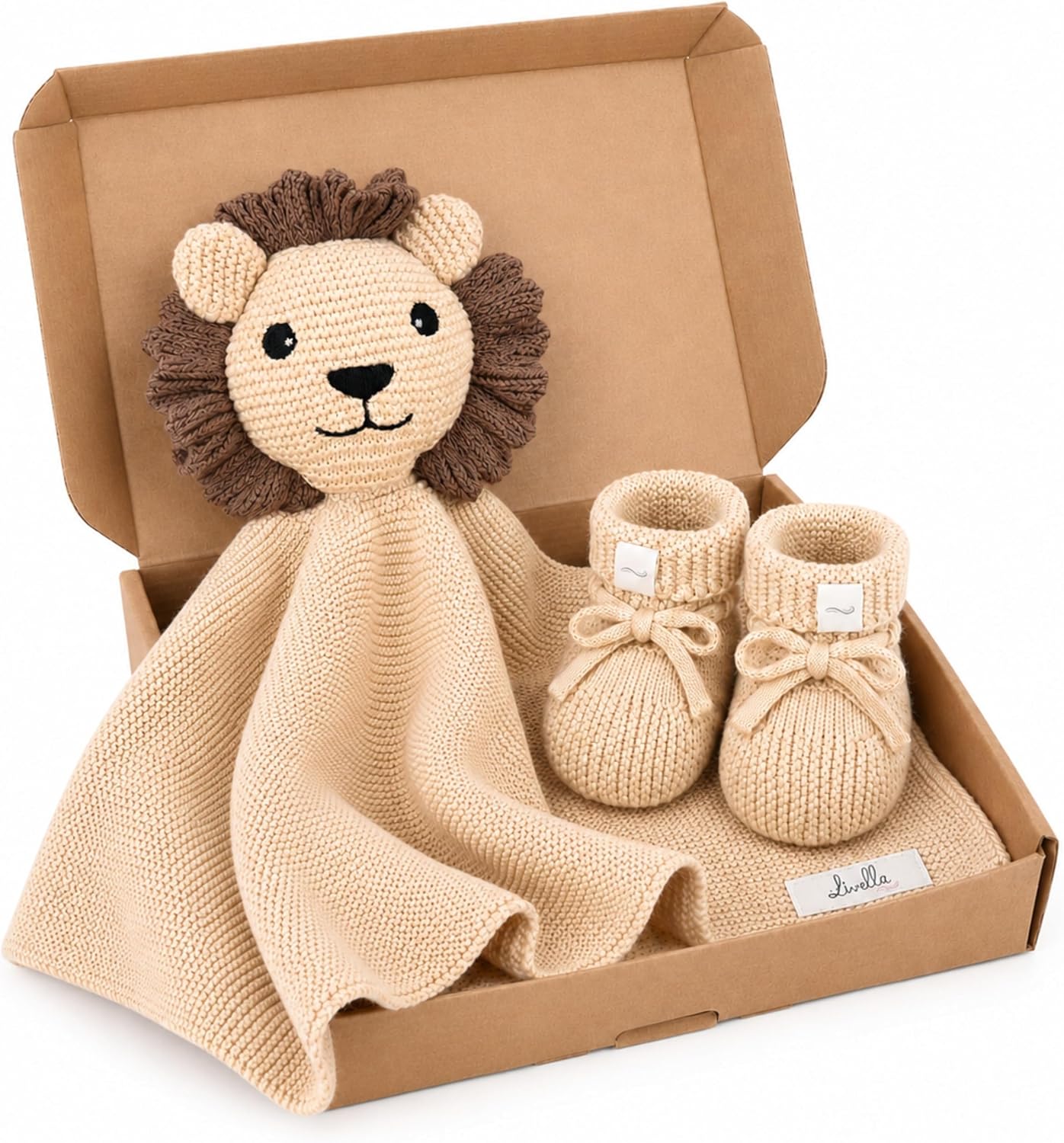 Livella Cuddly Toy Lion with Socks - Cuddly Toy Made from 100% Organic