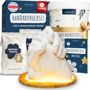 Amari® Handprint Set for Couples and Family (Floral) - Plaster Cast Set Hands - Plaster Hand Pair Plaster Hand Print Gift, Wedding Anniversary Partner Gift