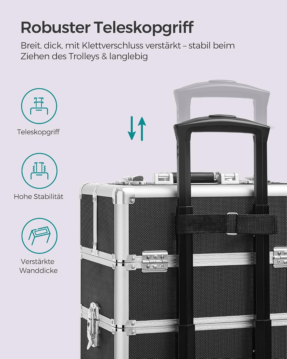Songmics Lockable Cosmetic Case Trolley 35 x 25 x 79 cm – Bild 9