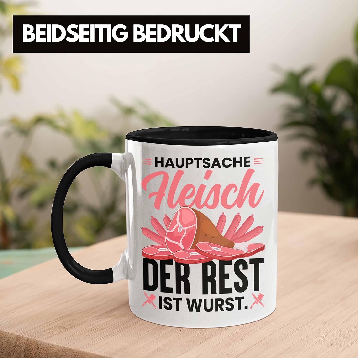 Trendation - Meat Butcher Mug Gift Main Meat The Rest Is Sausage Gift Idea (Black) – Bild 5