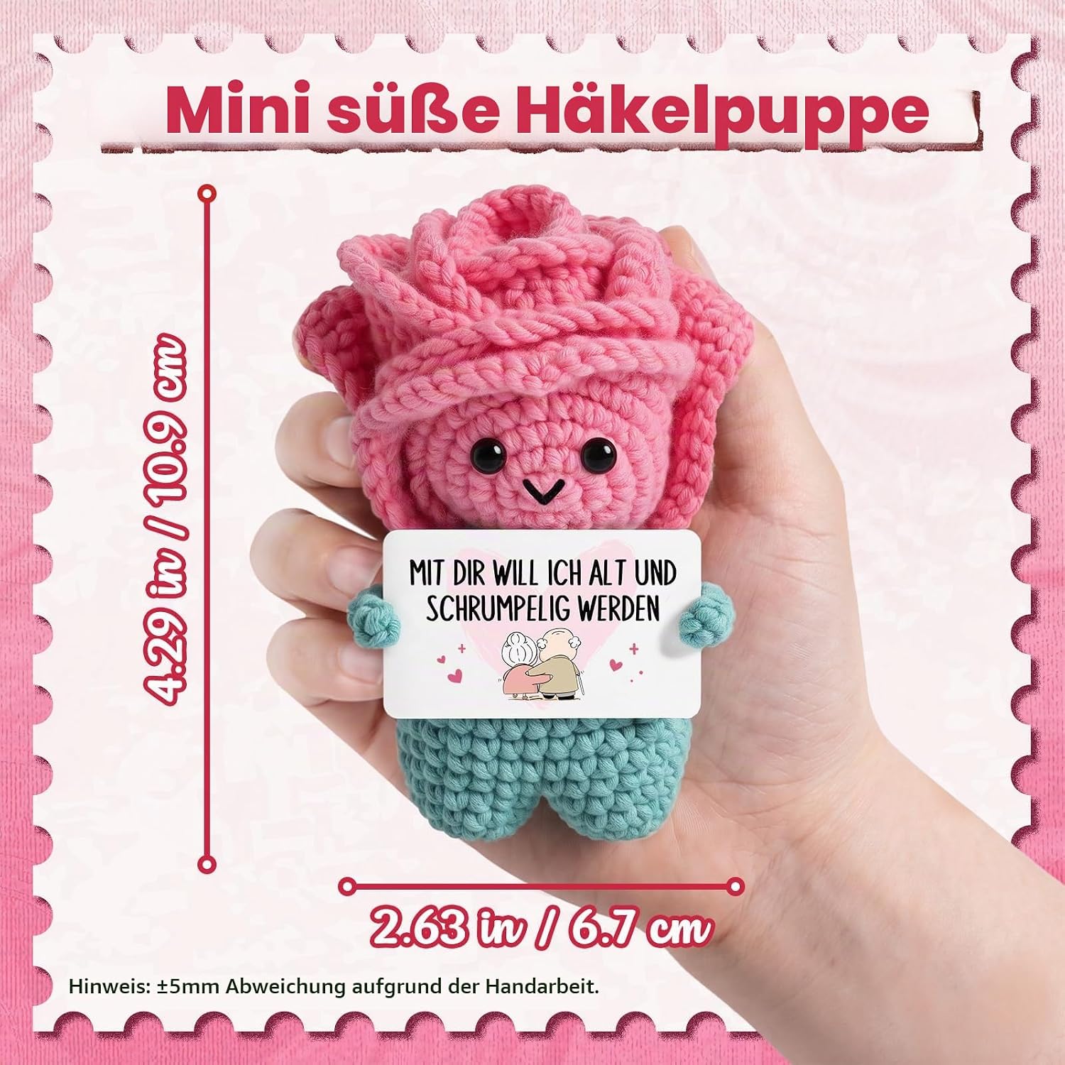 Juratar Anniversary Gift for Her - Funny Handmade Crochet Rose – Bild 3