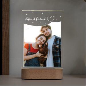 Geschenkfreude LED Acrylic Glass Photo with Name Personalised – Anniversary