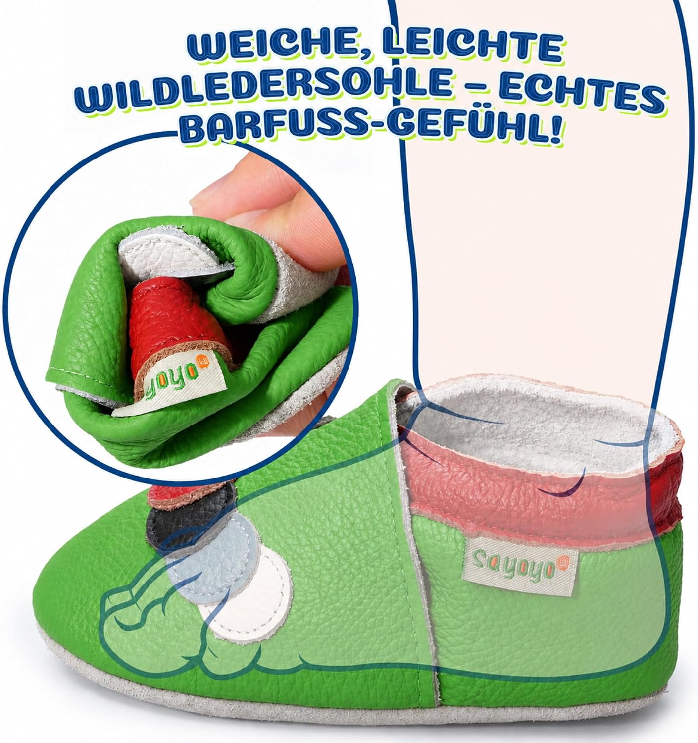 SAYOYO Soft leather first walking shoes, crawling shoes, baby slippers, toddler, leather shoes, boys and girls. – Bild 5
