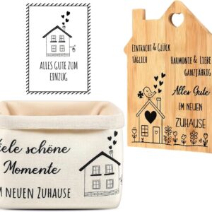 Sinmoe Gift Idea for Housewarming Bread Basket Chopping Board with Congratulations Card for Housewarming Gift Bread Bag Gift Moving Topping Party Housewarming Gift House Building New Home