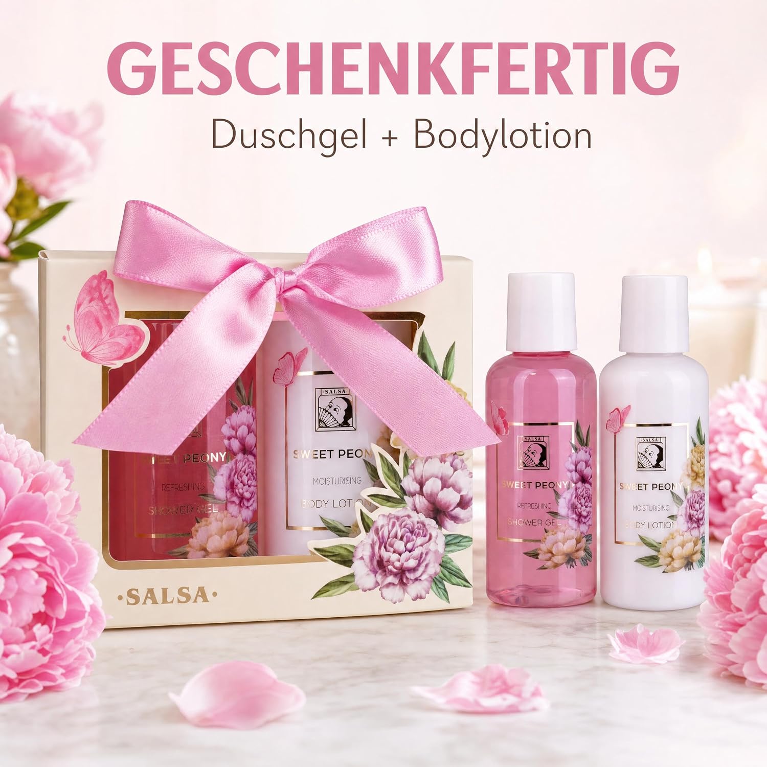 Accentra Sweet Peony Bath Set Gift Box with Shower Gel and Body Lotion in – Bild 2