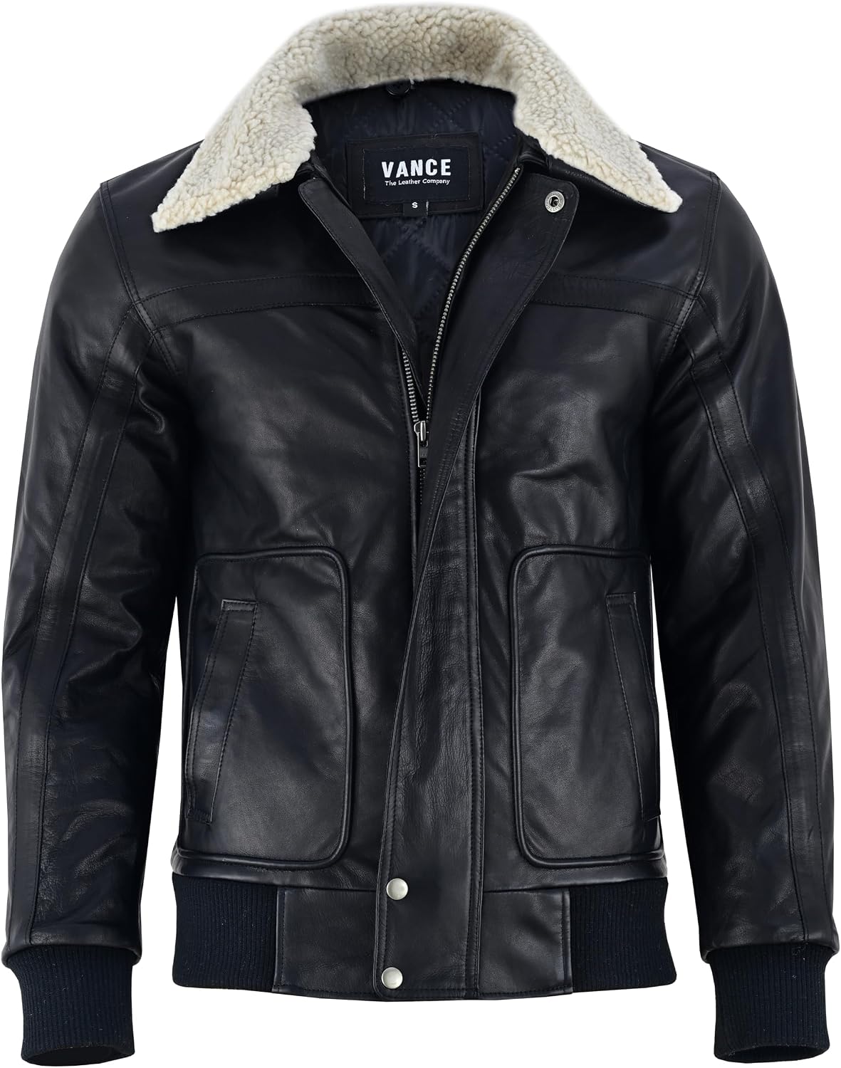Vance The Leather Company Men's 100% Cowhide Leather Jacket - Genuine Leather Jacket with Removable Fur Collar
