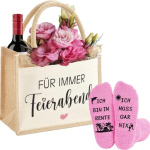 Retirement Gift Woman Included Socks Funny Jute Bag Retirement Gift for Women Pensioner Gift Woman Forever Evening