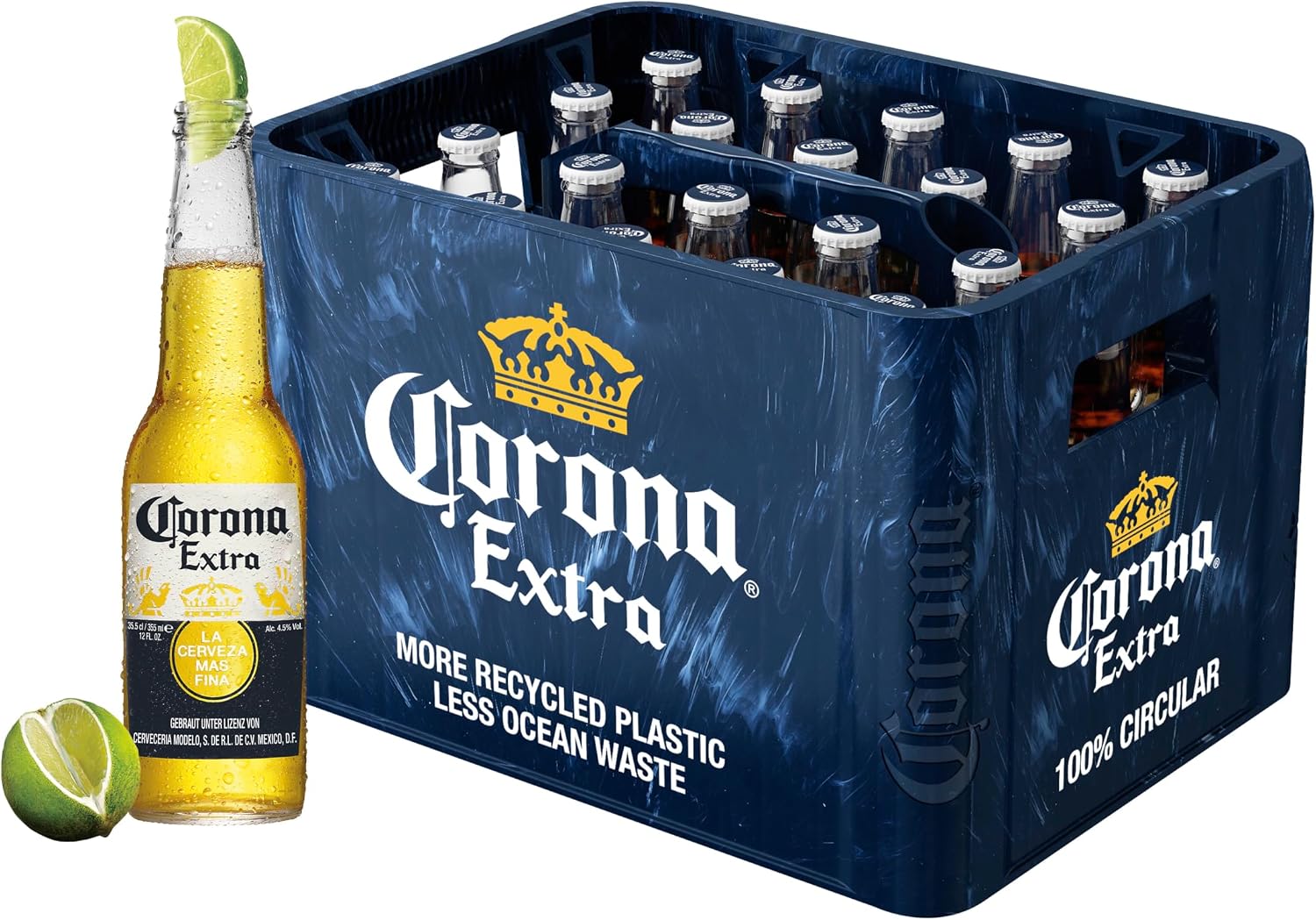 Corona Extra Premium Lager Bottle Beer, Reusable in Box, International Warehouse Beer, Box of 20 (20 x 0.355 L)
