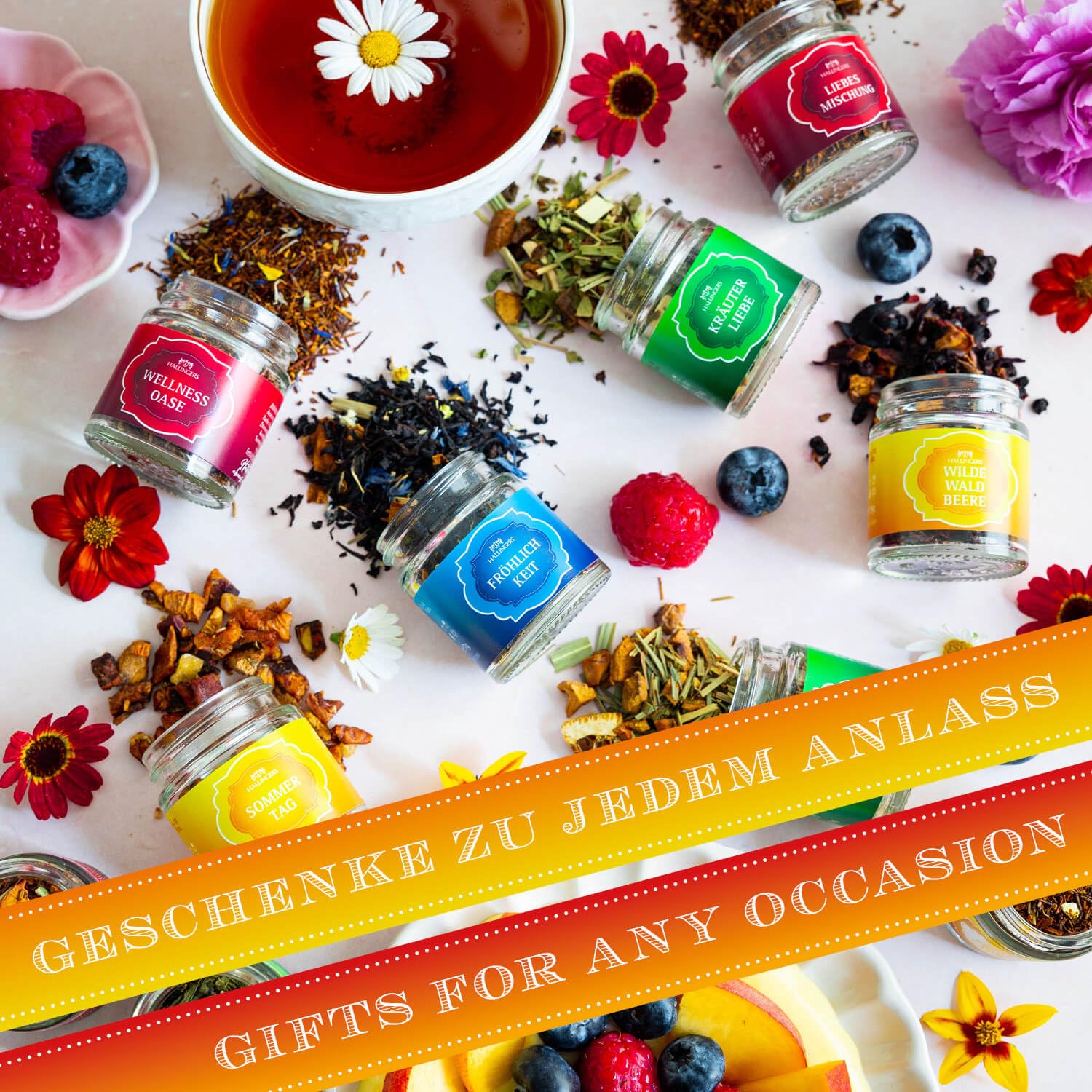 Hallingers Genuss Manufaktur Tea Gift Set - 12 Varieties Premium Loose Tea Tasting Set in Elegant Gift Box with Recipe Booklet "Classic Tea...", Gift Idea for Men and Women – Bild 4