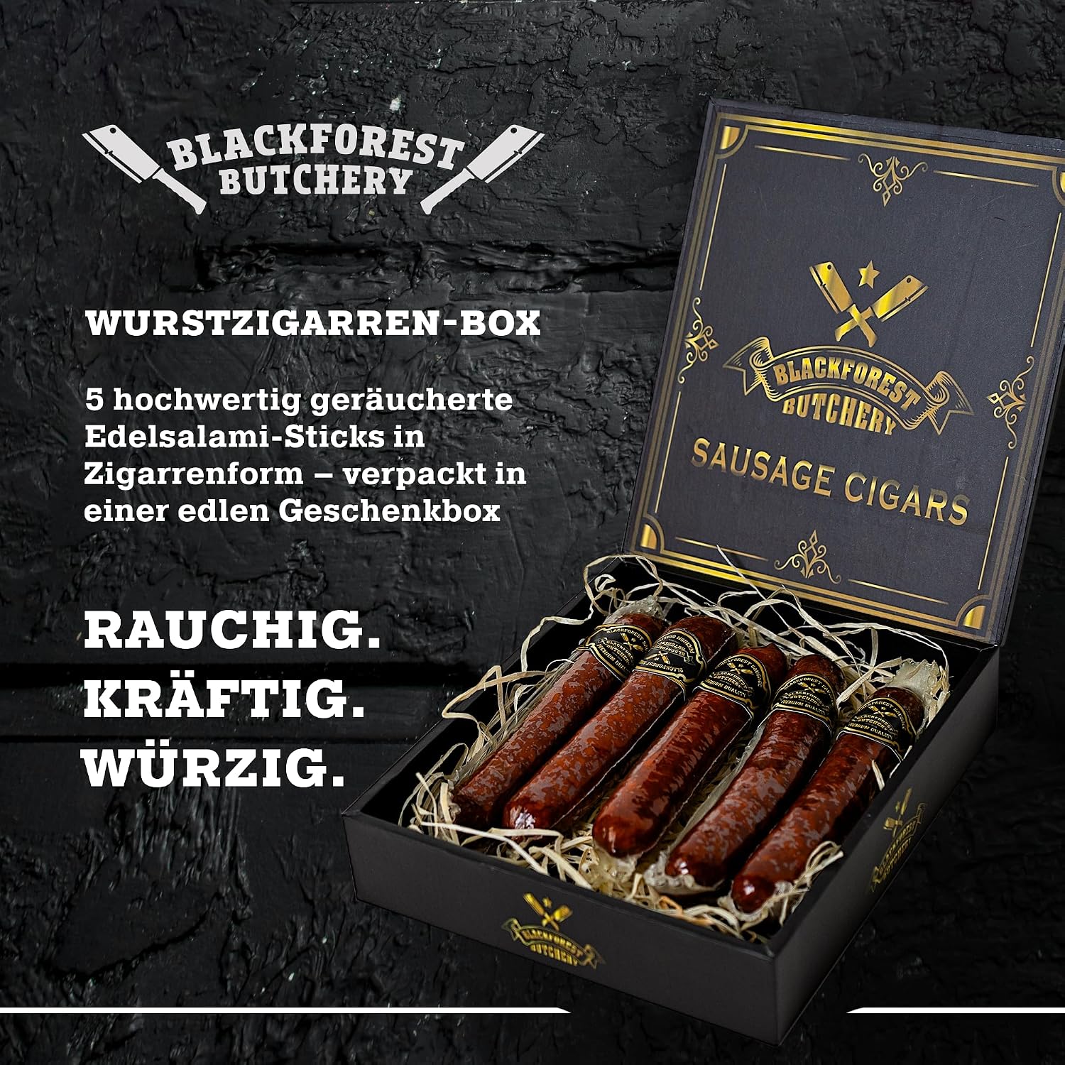 Blackforest Butchery - Sausage Sticks from Fine Salami Pack of 5 - Smoked Salami Sticks in Beautiful Gift Box - Sausages Individually Packed - High Quality Salami Sticks - Packaging with Magnetic Closure – Bild 3