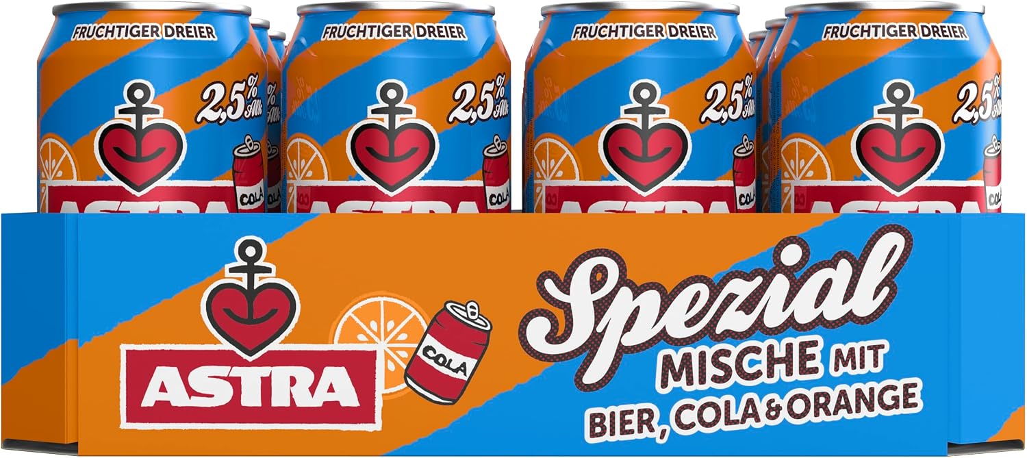 Astra Special Beer Mixed Drink, Disposable Beer Can (24 x 0.33 L), Sparkling Mixes From the Neighbourhood of Astra, Cola and Orange, 2.5% Alcohol Content – Bild 4