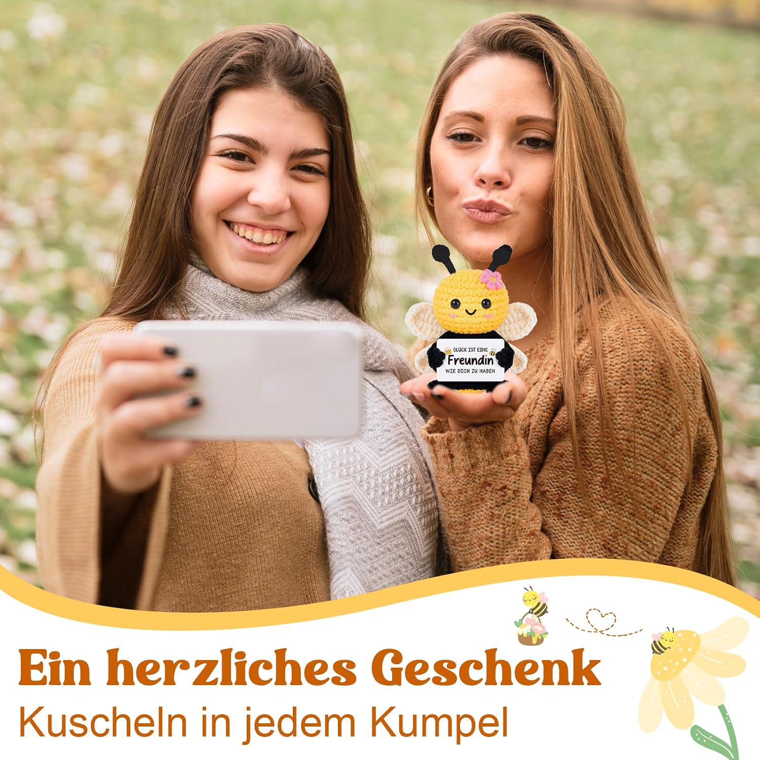 Gleevara Best Friend Gifts - Hand Crocheted Bee Figurine – Bild 2