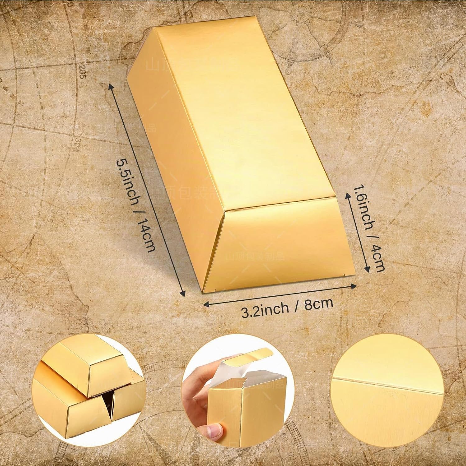Pack of 20 Gold Bar Candy Boxes, Gift Box, Small, Guest Gift Candy Box for Wedding, Party, Birthday, Christmas, Baby Shower and DIY Craft, Goldtaler Chocolate – Bild 3