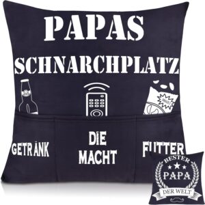 Dad Gift Birthday Father’s Day Best Dad in the World Cushion Cover 45 x 45 cm Gifts for Dad Christmas Father’s Day Gift Ideas Double-Sided Decorative Cushion Covers with 3 Pockets