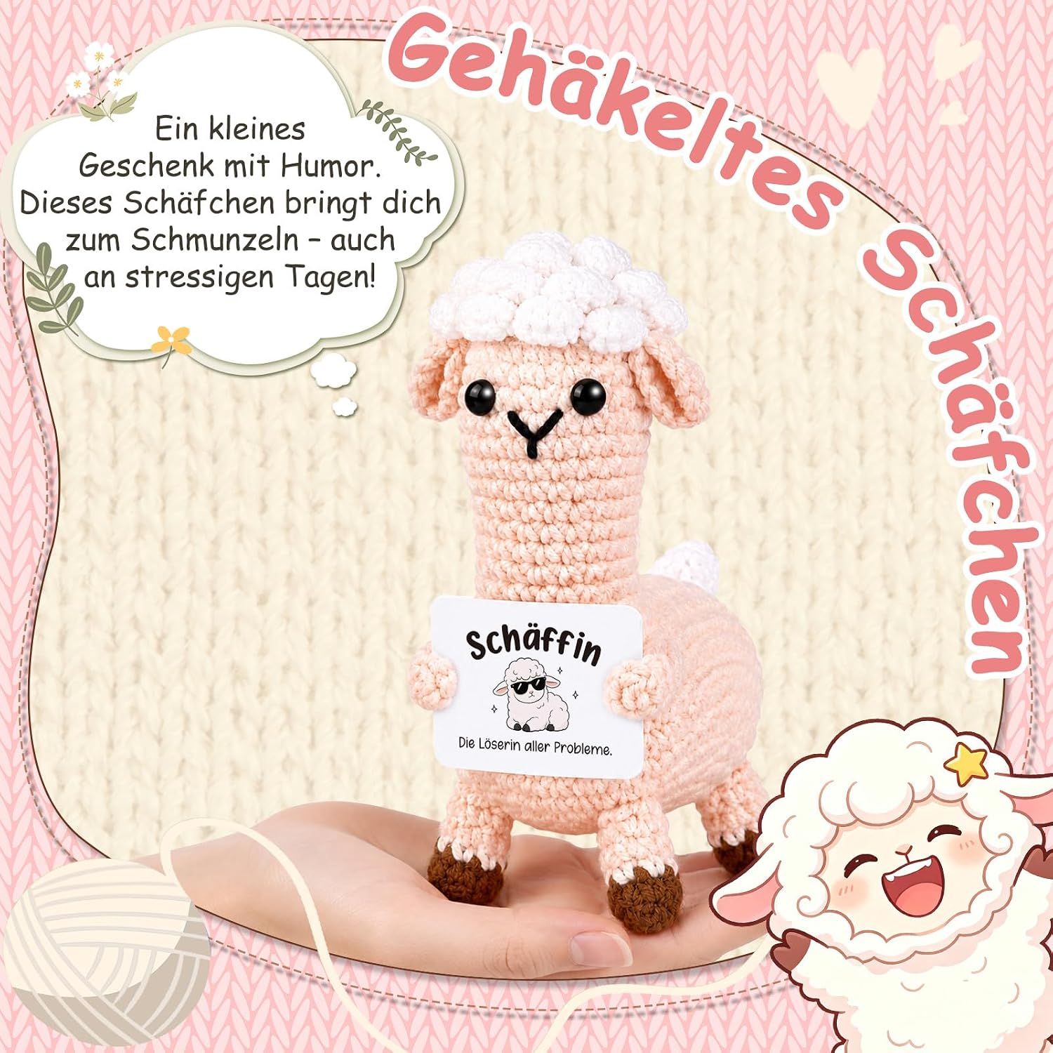 Giftota Gifts for Female Boss, Pocket Hug Crochet Sheep – Bild 4