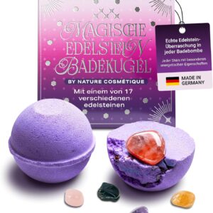 Nature Cosmétique® Certified Gemstone Bath Bomb – Wellness Experience with Bubble, Fragrance & Colour Effect – Gift Idea for Women, Mum & Grandma – Relaxation with Natural Ingredients – Made in