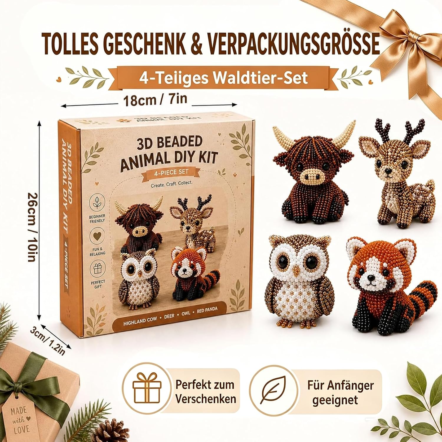 PjuQow Pearl Animals Craft Set, 3D Beads Animals DIY Set Adults – Bild 7