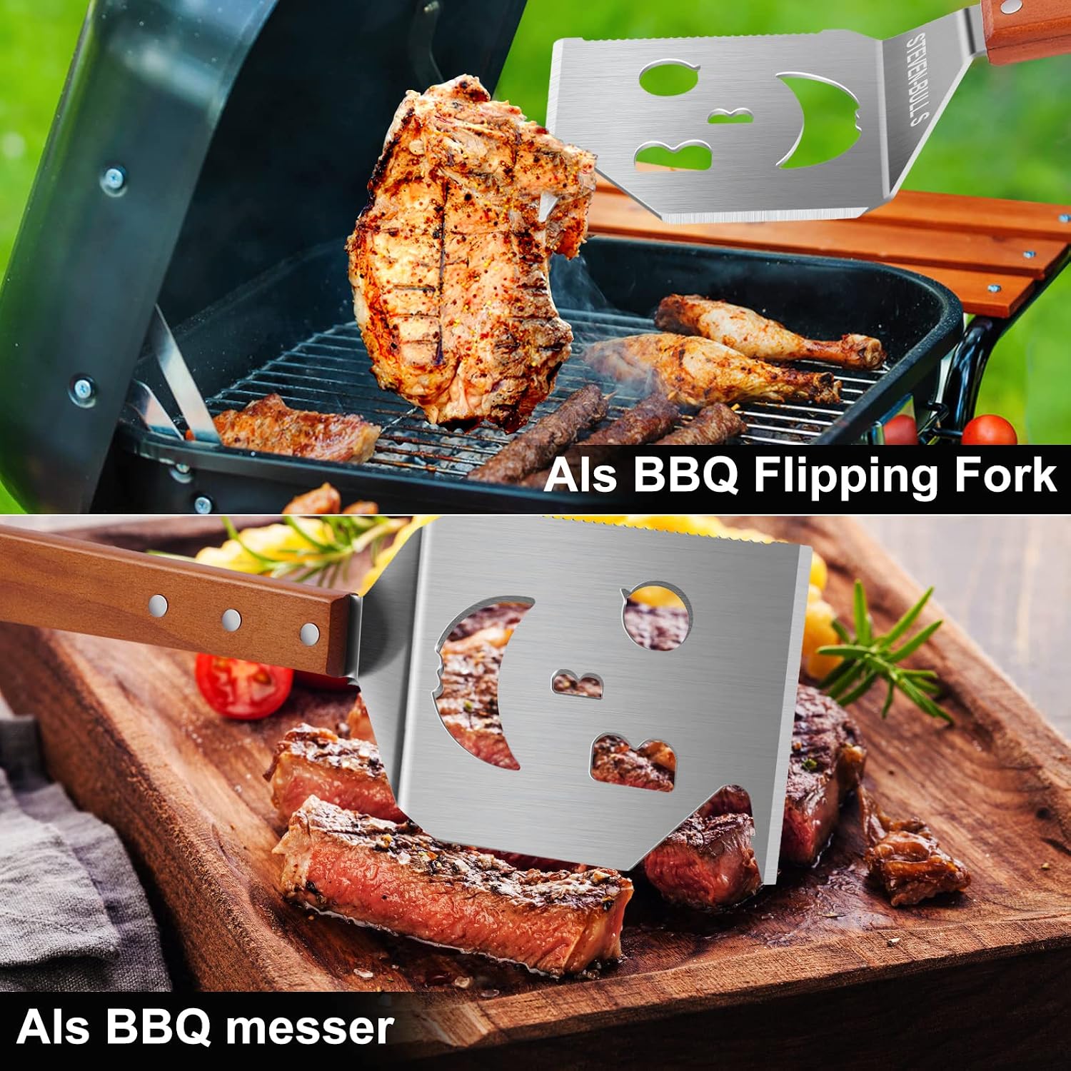 STEVEN-BULL 7-in-1 Barbecue Spatula, Grill Accessories, Gifts for Men, Dad – Bild 4