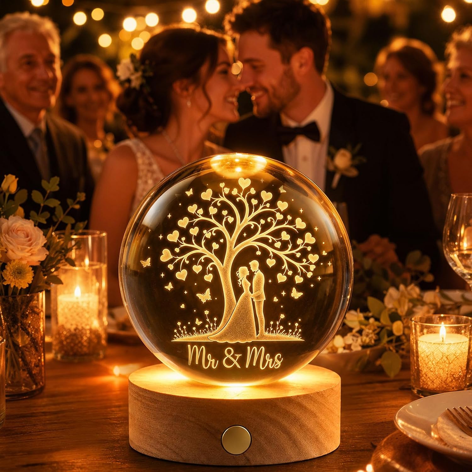 TUZELIYA Wedding Gifts for Bride and Groom, 70 mm Rechargeable LED Glass – Bild 6